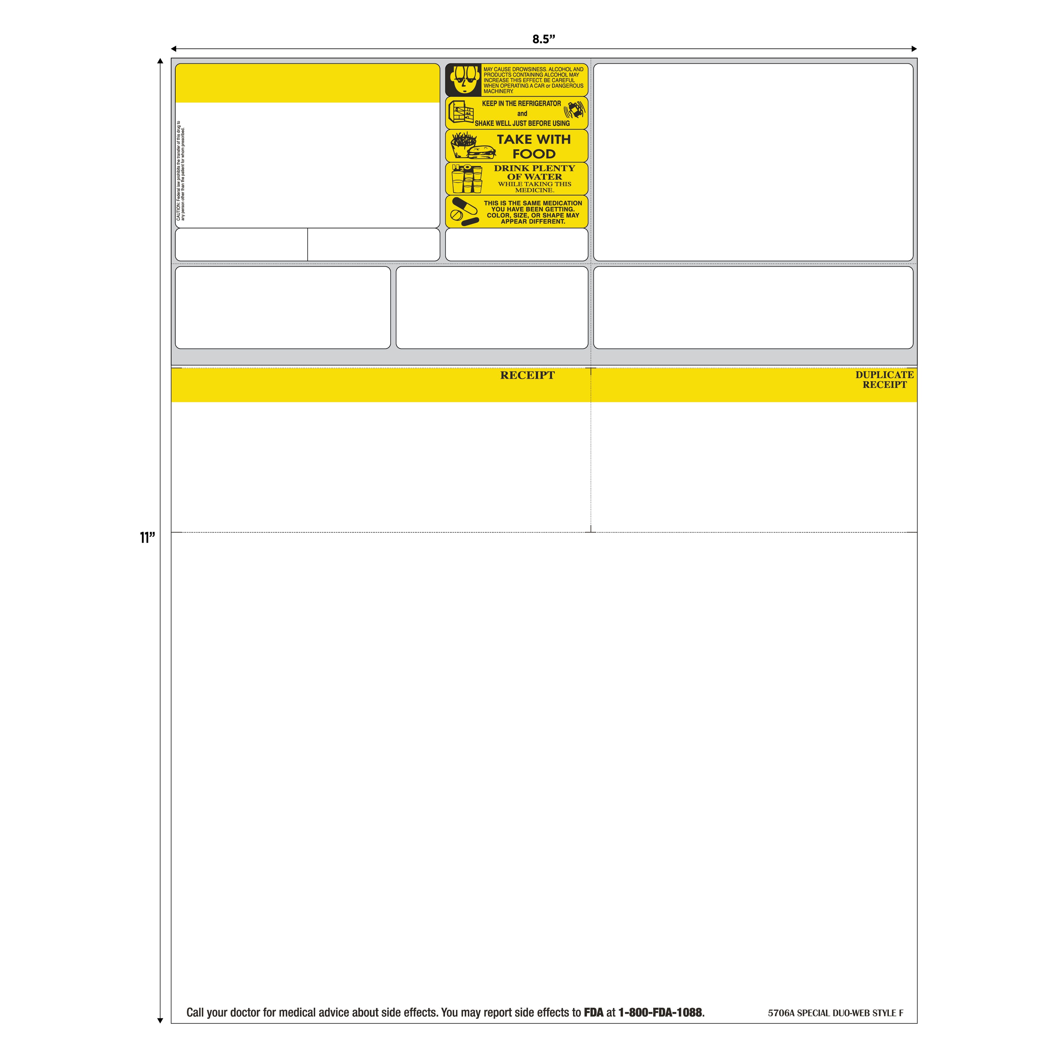 STYLE F LASER RX LABEL - 8.5" x 11"; ABACUS LEGACY