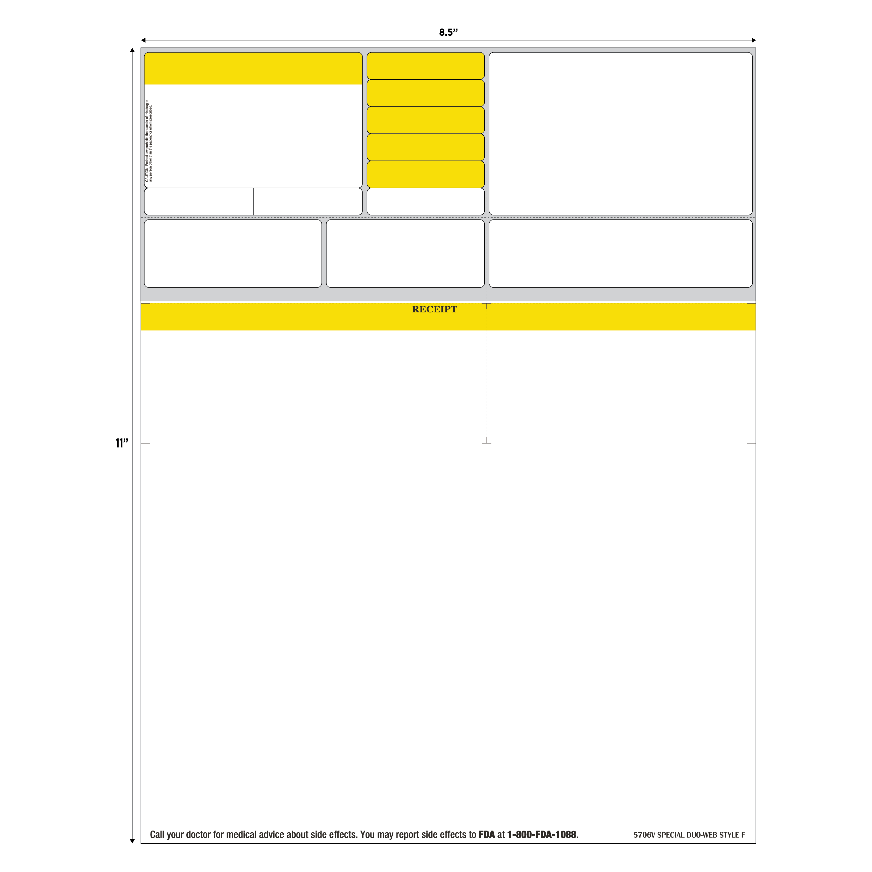 STYLE F LASER RX LABEL - 8.5" x 11"; ABACUS VISUAL