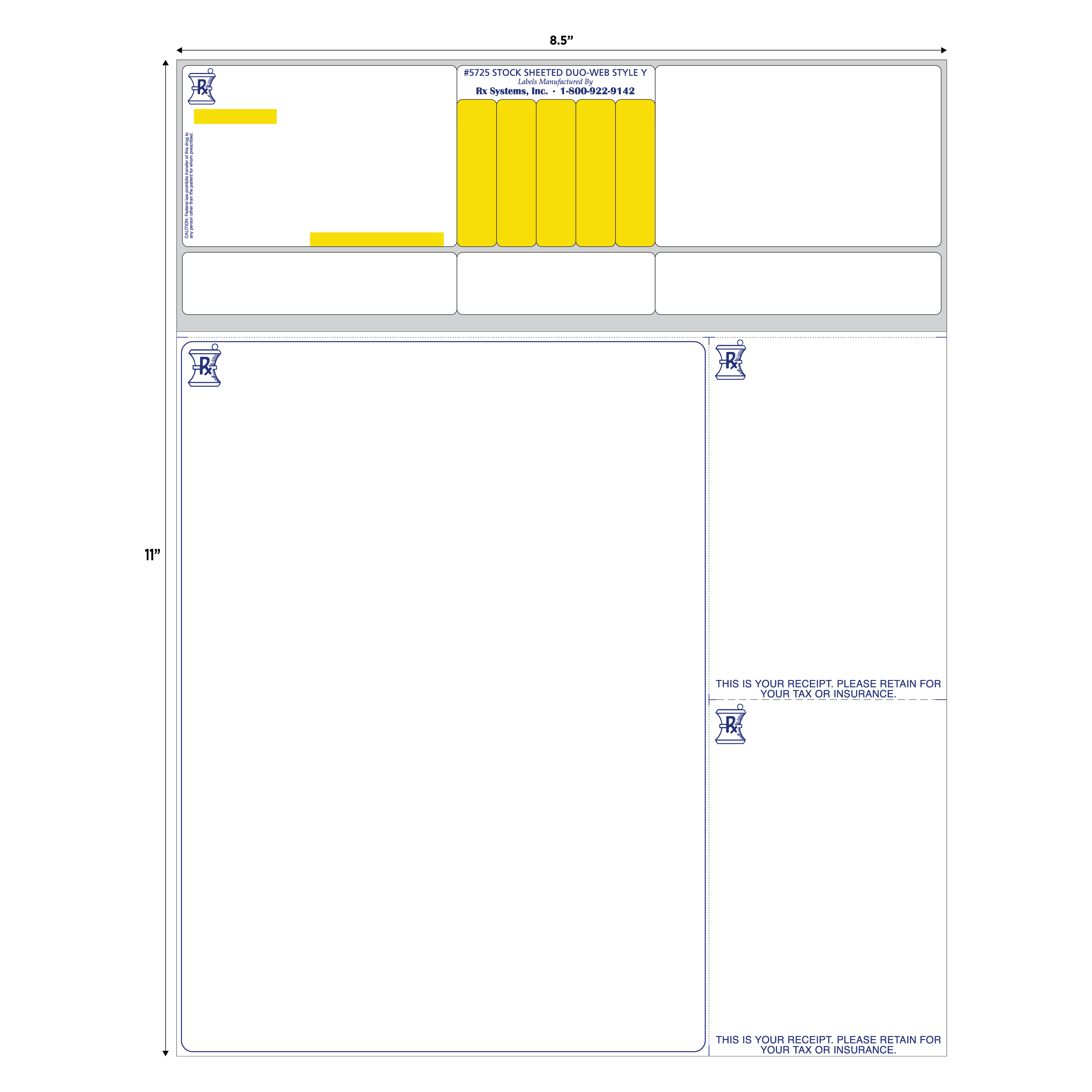 STYLE Y LASER RX LABEL - 8.5" x 11"