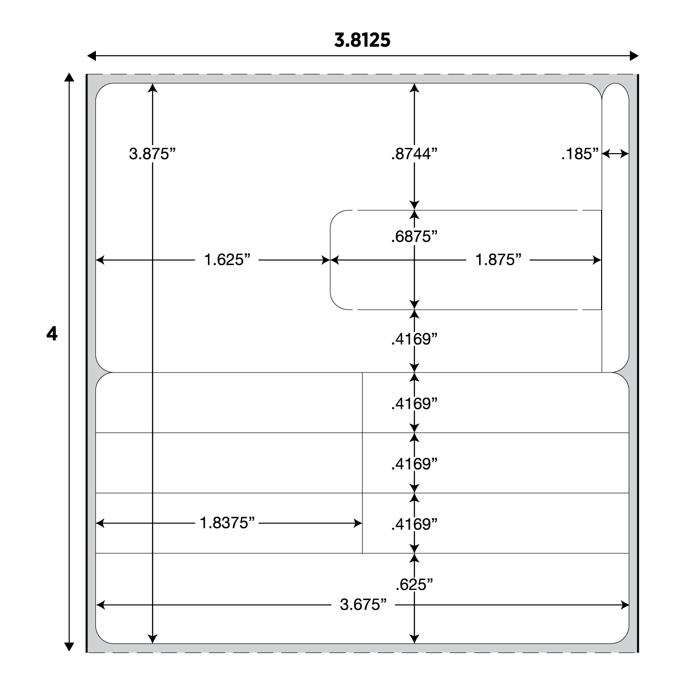 DT LABEL 3 13/16" x 4" w/ AUX. TYPE ZN. - Image 2