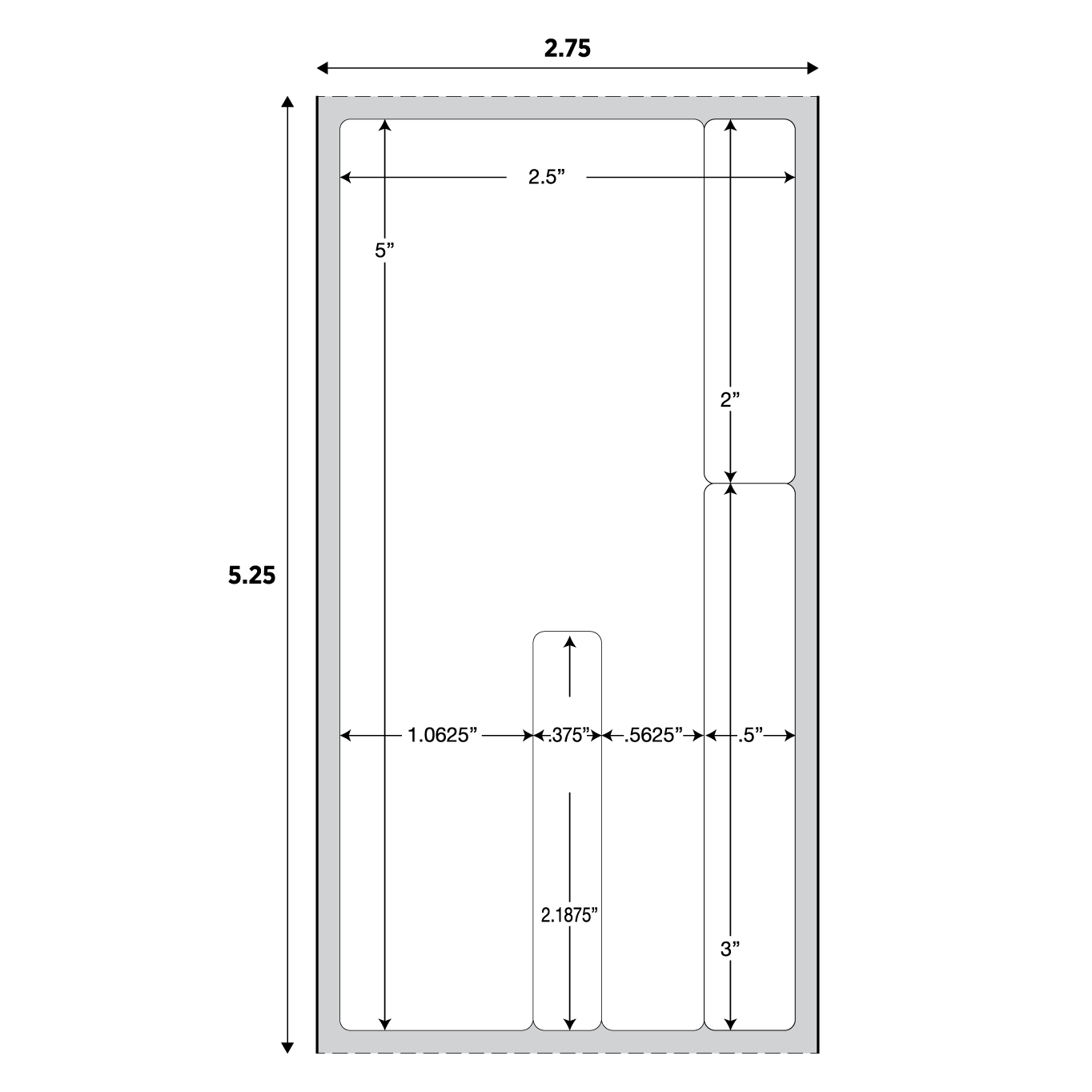DT LABEL 5.25" x 2.75" (LANDSCAPE) w/ AUX, 3" CORE, TRX-044 - Image 2