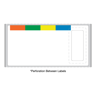 DT LABEL 4 1/8" x 2 1/8" - TIME PASS EXTERNAL LABEL w/ REORDER TAB,  w/ PERF. ORANGE/GREEN/YELLOW/BLUE. (SKU #5967)