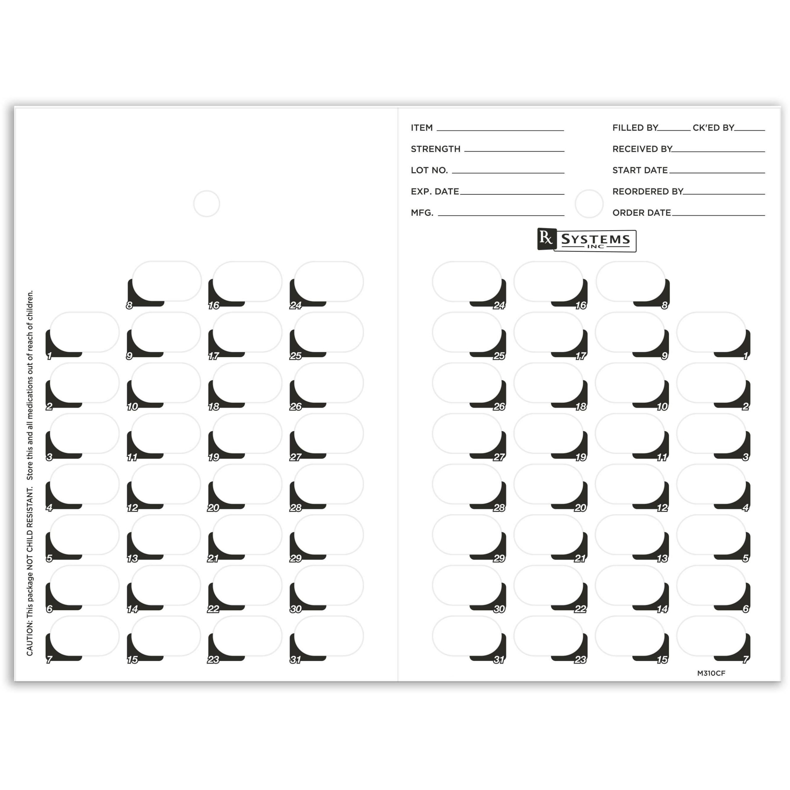 M-Card, Cycle Fill, 31 ct (6"x9") 1-31