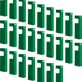 Green ID Tabs Pack of 25 w/letters